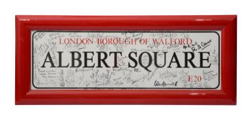 An Eastenders London Borough of Walford street sign signed by the cast c.2000