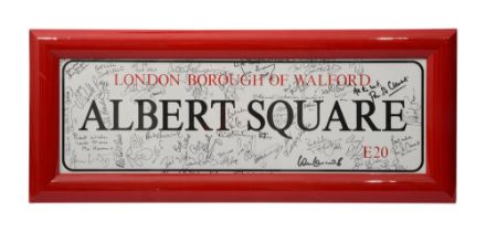 An Eastenders London Borough of Walford street sign signed by the cast c.2000