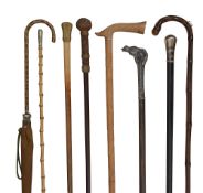 A collection of early 20th century walking canes