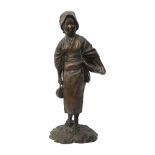 A Japanese Meiji period patinated bronze figure of a woman