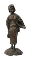 A Japanese Meiji period patinated bronze figure of a woman