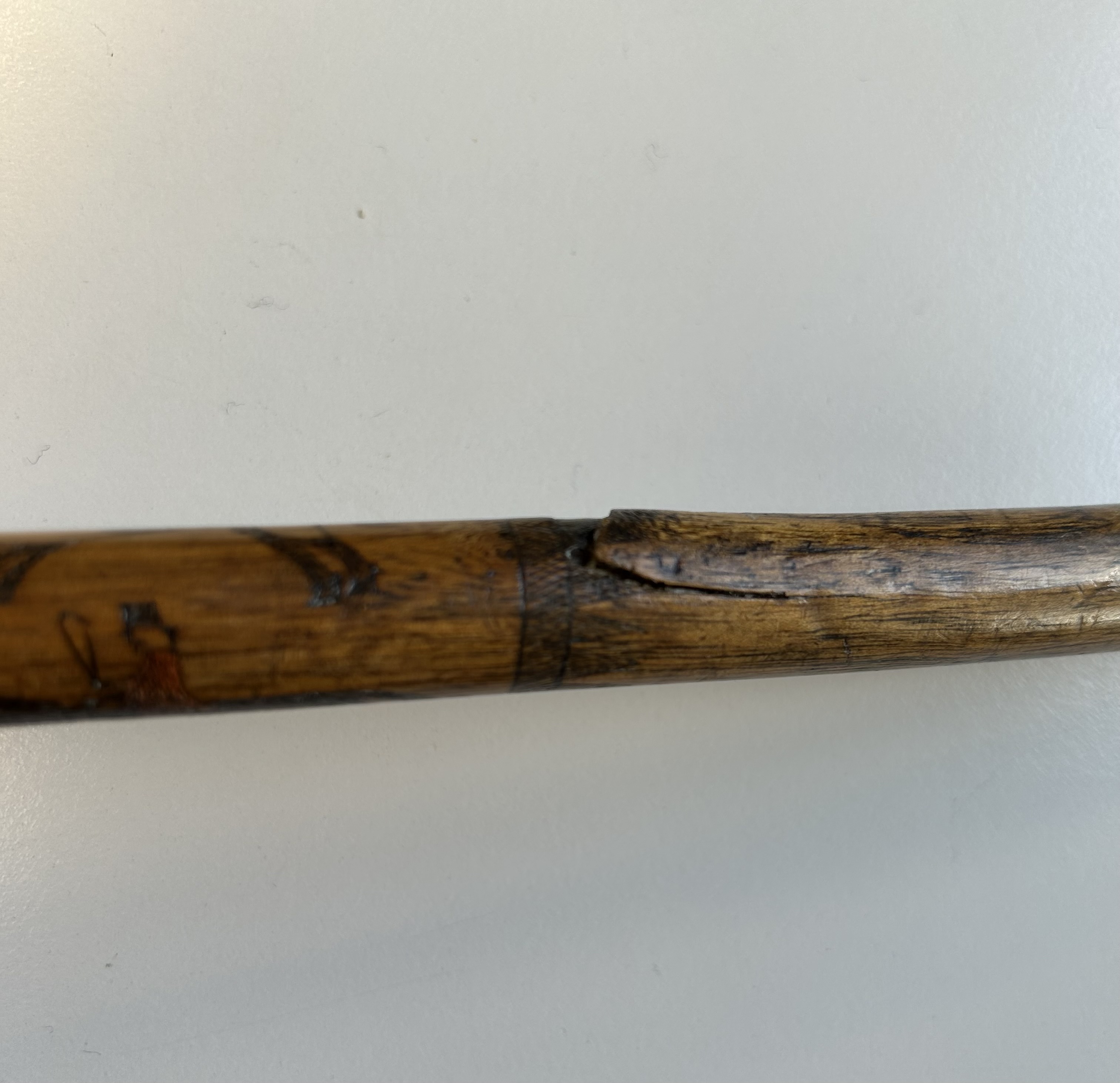 A late 19th century Folk Art scratch carved walking stick - Image 2 of 3