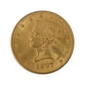 An American gold $10 dollars, 1907