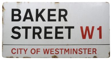 An enamelled iron street sign for Baker Street, W1 City of Westminster