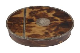 A George III silver mounted blonde tortoiseshell snuff box