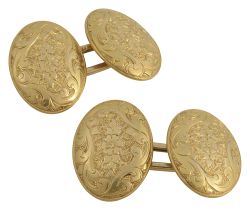 A pair of Edwardian 18ct gold cufflinks