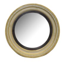 A Regency style cream and gilt decorated convex mirror