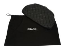 A Chanel black lambskin leather clutch bag