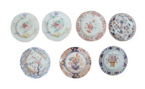 Seven 18th century Chinese export porcelain plates