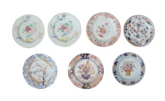 Seven 18th century Chinese export porcelain plates