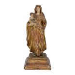 An 18th century French carved giltwood and polychrome Virgin and Child