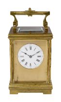 A late 19th c. French lacquered brass carriage clock by Richard Et Cie
