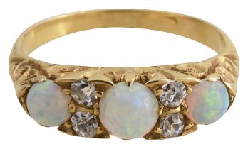 An opal and diamond-set ring