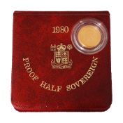 An Elizabeth II gold proof half sovereign sovereign, 1980