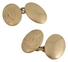 A pair of 18ct gold oval cufflinks