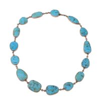 An early 19th century turquoise-set necklace