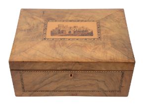 A Victorian Tunbridge ware walnut work box
