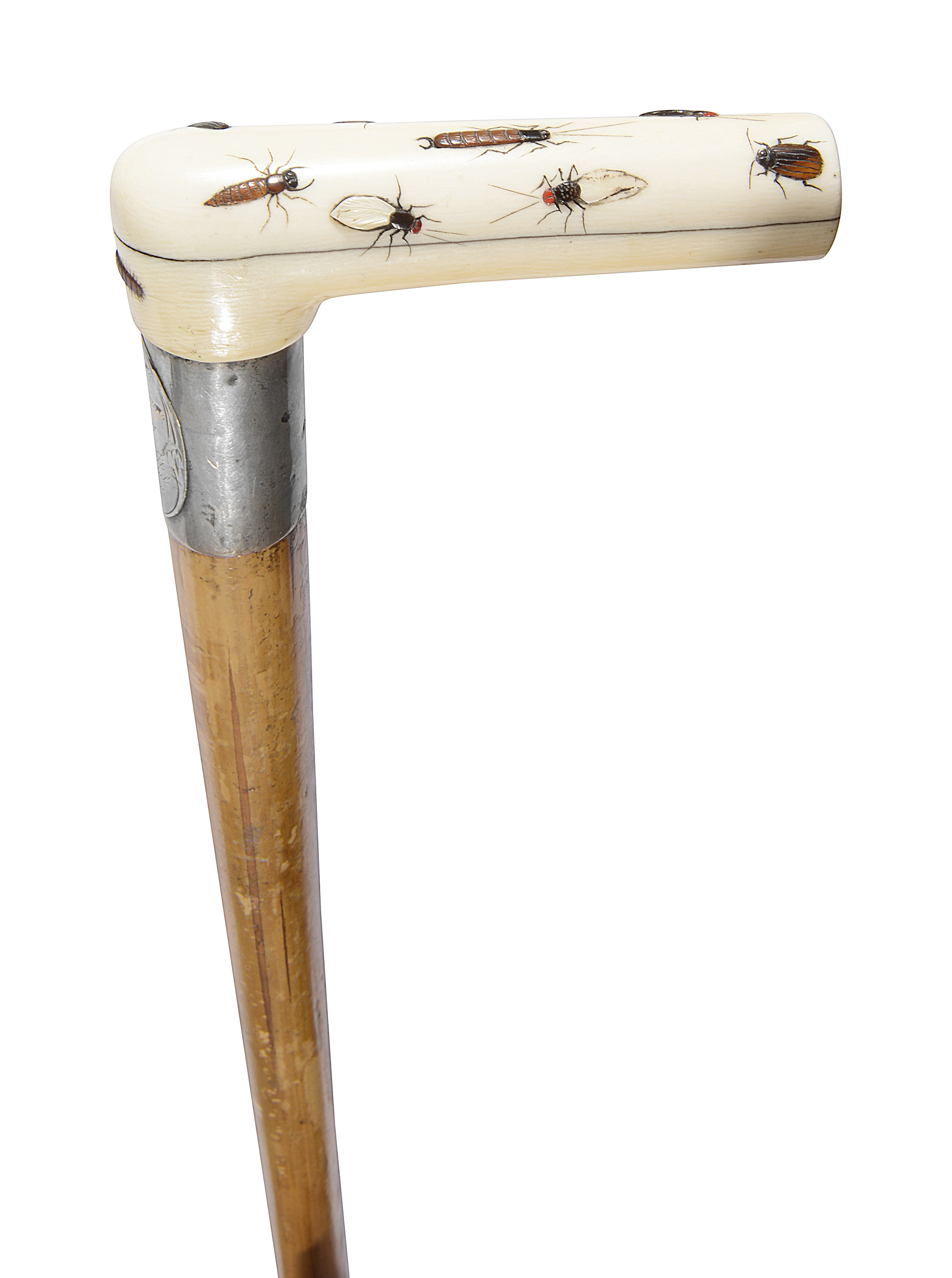 WITHDRAWN. A Japanese shibayama ivory handled malacca walking stick - Image 5 of 6