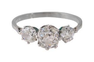 A diamond three stone ring