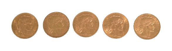 France. Third Republic, Five gold 20 Francs, 1910 (5)
