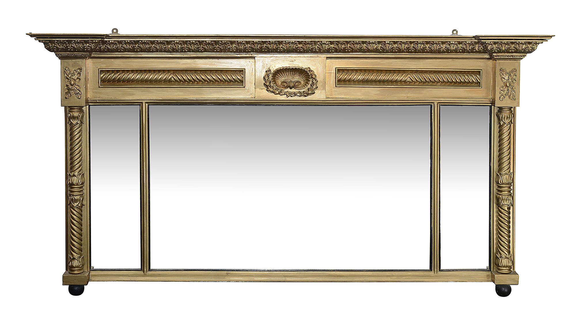 A William IV giltwood and gesso overmantel mirror