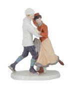 A Meissen porcelain skater group