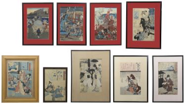 A collection of 19th century Japanese woodblock prints (9)