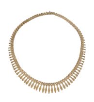 An Italian 9ct gold fringe necklace