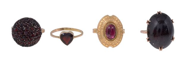 Four garnet rings