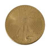 An American 1924 $20 dollar double eagle Saint Gaudens gold coin