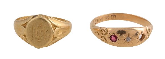 Two 18ct gold rings