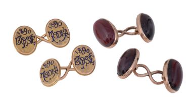A pair of oval enamelled initial cufflinks