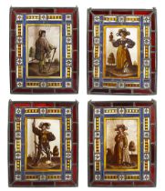 A set of four Victorian leaded glass panels