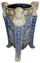 A late 19th century English Egyptian Revival stoneware jardiniere or stick stand