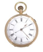 An 18ct gold open faced keyless pocket watch