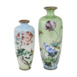 Two Japanese Meiji period ginbari enamel vases