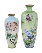 Two Japanese Meiji period ginbari enamel vases