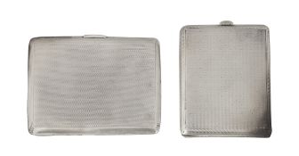 A George V silver engine turned cigarette case and another