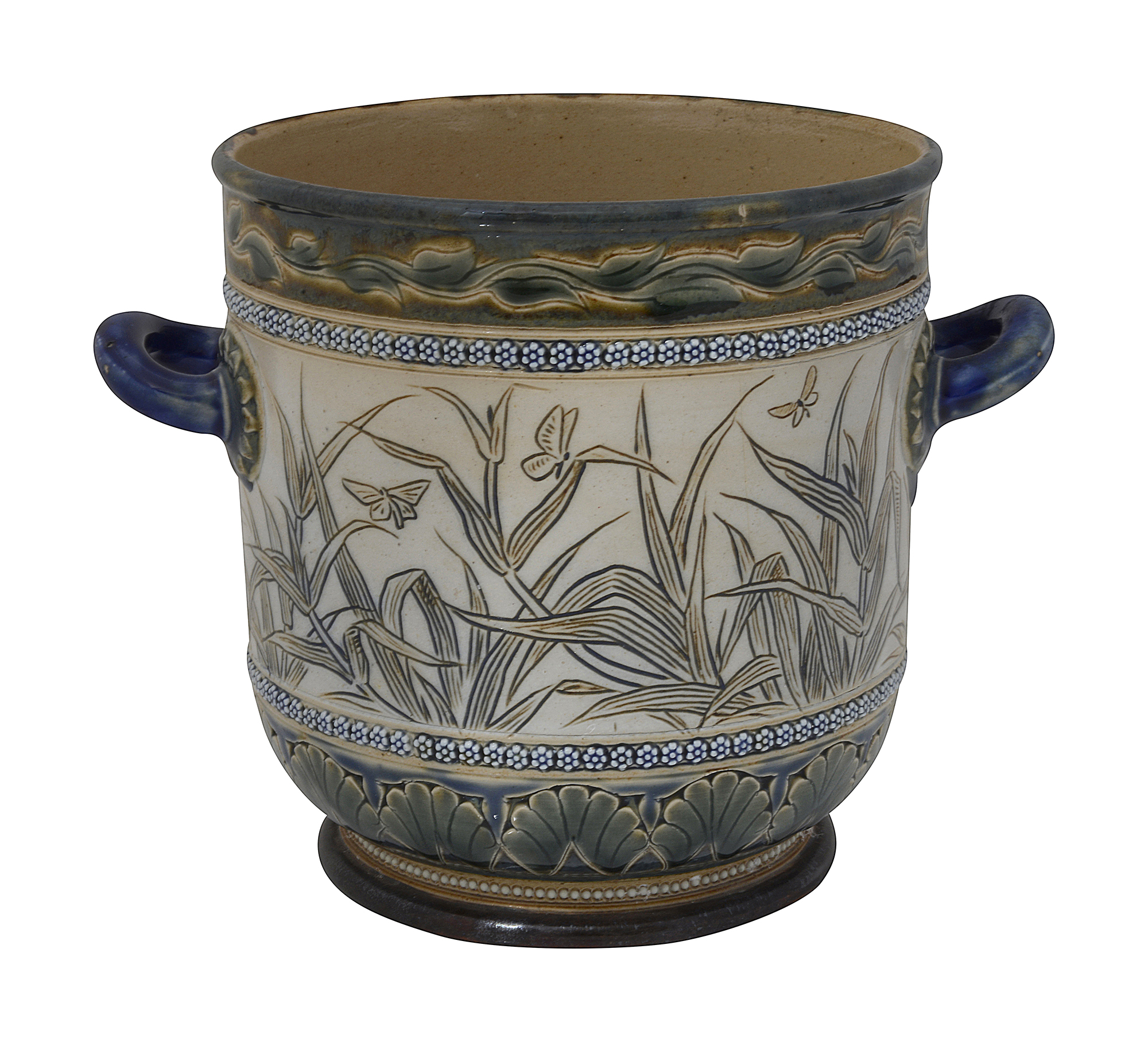 A Doulton Lambeth stoneware vase and a jardiniere by Florence Barlow - Image 3 of 5