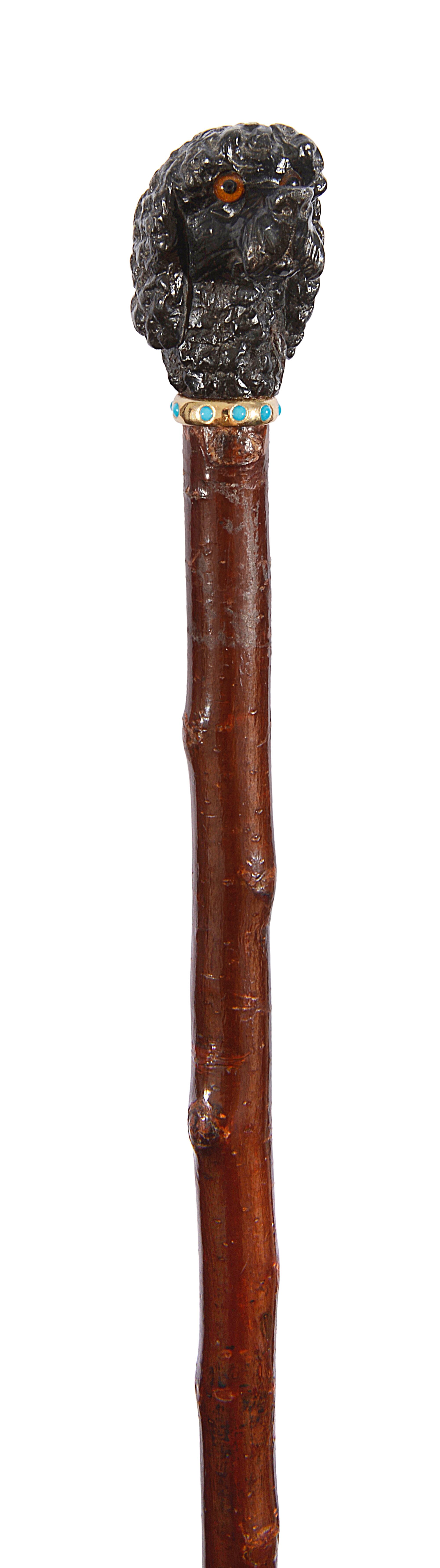 A late 19th century novelty dog head walking cane - Image 2 of 2