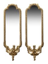 A pair of Victorian giltwood and gesso girandole mirror