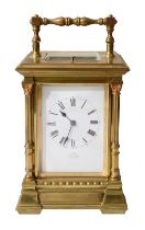 A large late 19th century French ormolu cased repeater carriage clock