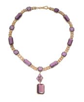 A late Victorian purple paste necklace