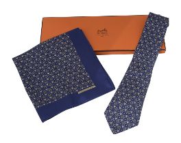 An Hermes tie and handkerchief set