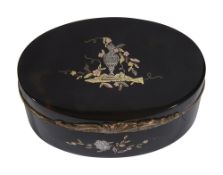 A late 18th century French tortoiseshell and pique work inlaid snuff box