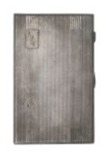 A George VI large engine turned silver cigarette case