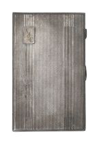 A George VI large engine turned silver cigarette case