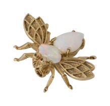 A 9ct gold and opal set bee brooch