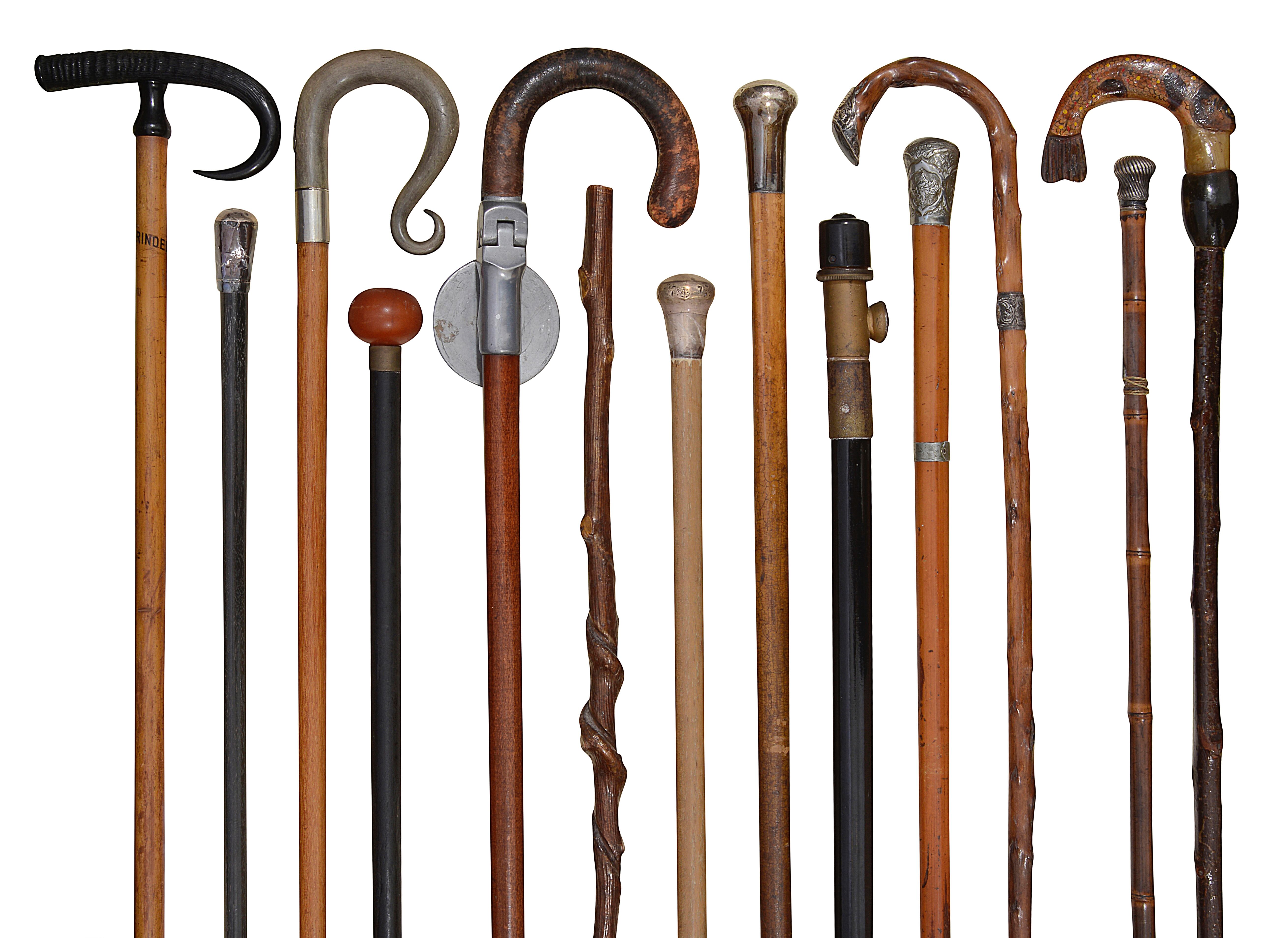 A collection of Edwardian and later walking canes and sticks