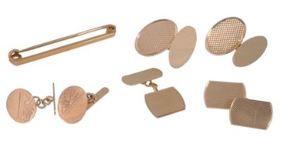 A collection of 9ct gold cufflinks